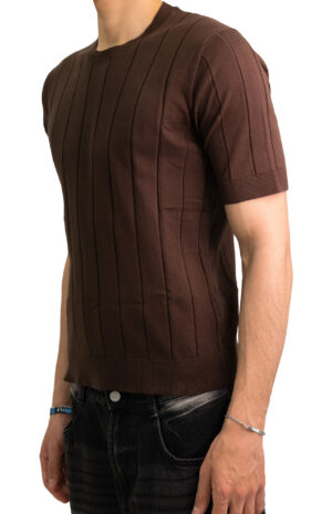 Maglia-a-costine-marrone-Masq-1