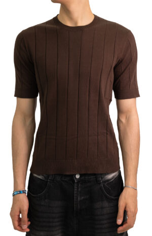 Maglia-a-costine-marrone-Masq-2