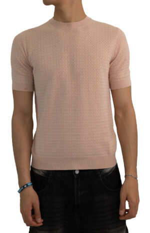 Maglia-con-trama-a-quadri-rosa-Masq-1