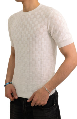 Maglia-con-trama-traforata-a-quadri-natur-Masq-3