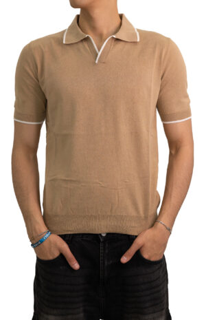 Polo-uomo-con-dettagli-in-contrasto-nocciola-J7825-5101-MQJ-1