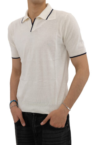 Polo-uomo-con-dettagli-in-contrasto-panna-J7825-5101-MQJ